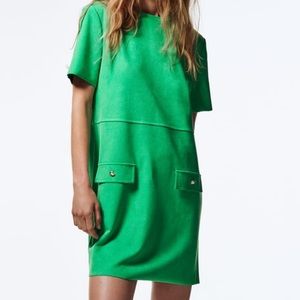 Never worn Zara suede green dress